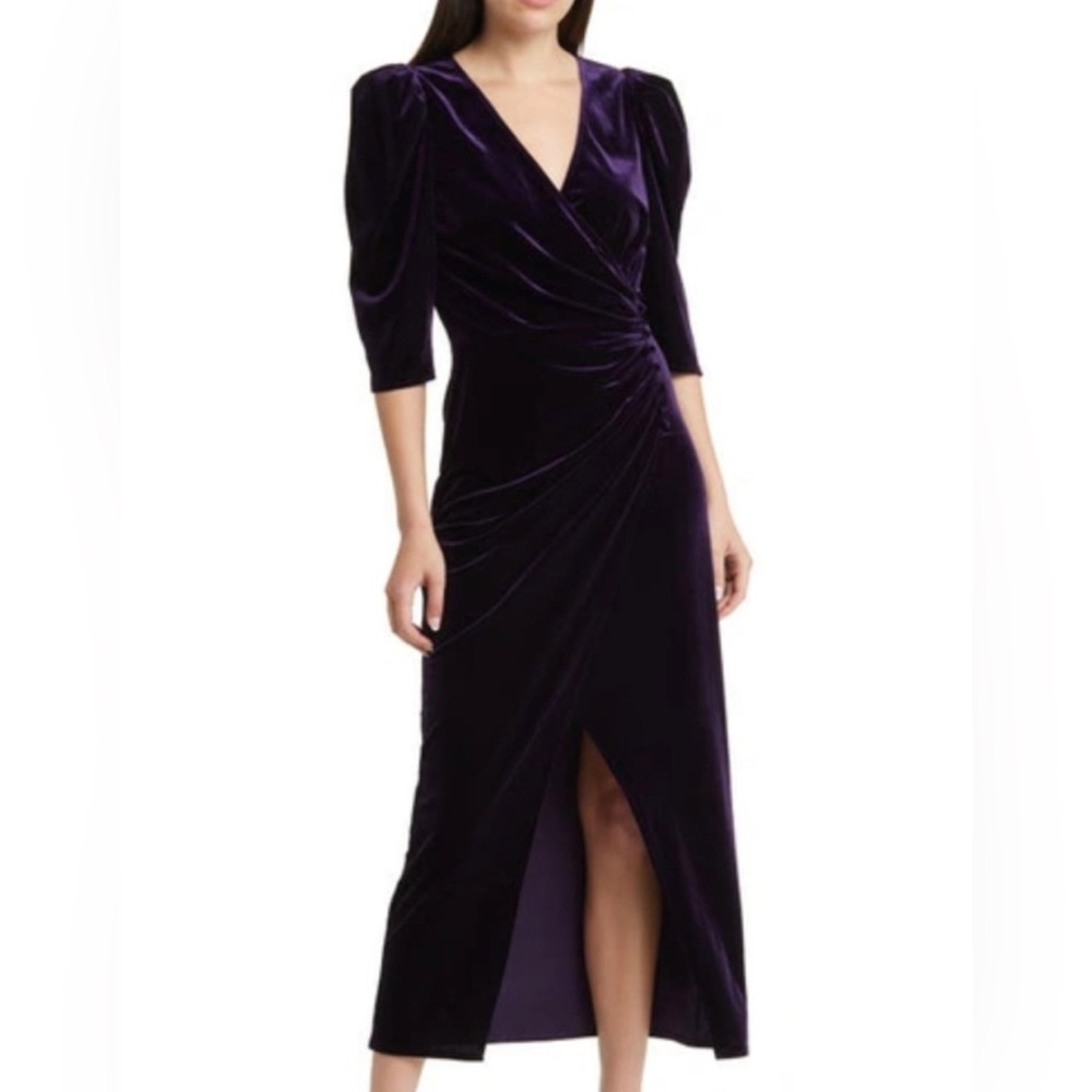NWT! Faux Wrap Velvet Midi Cocktail Dress